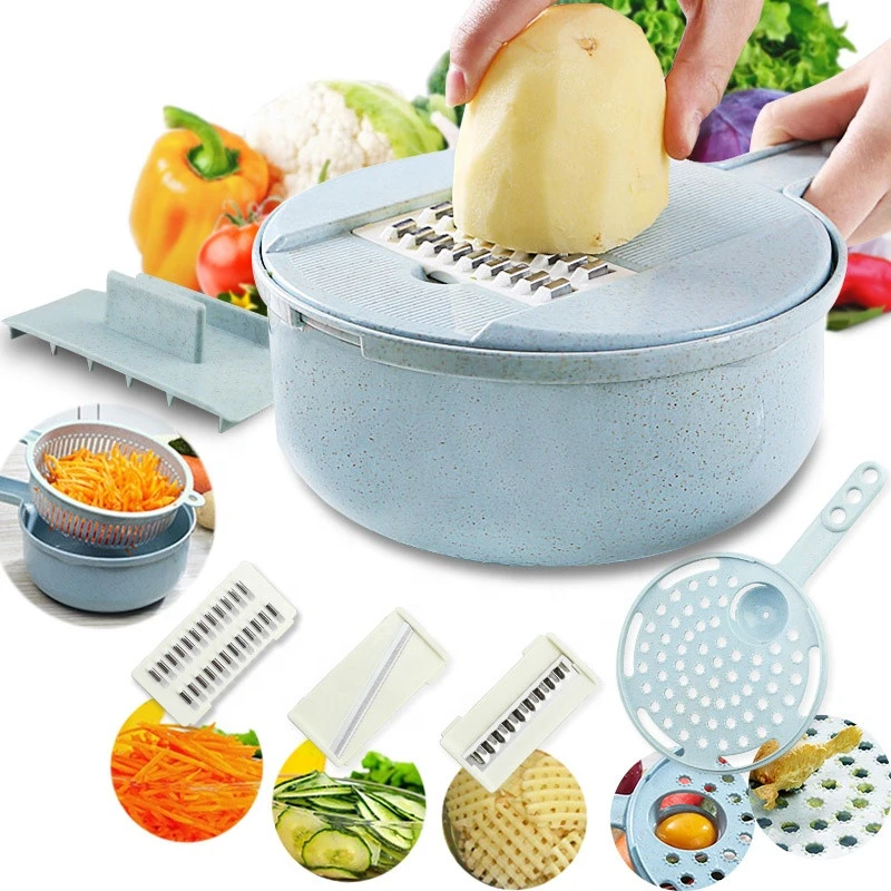Tinderala Slicer Vegetable Slicer Potato Peeler Carrot Onion Grater with Strainer Vegetable Cutter 8 in 1 Kitchen Accessories
