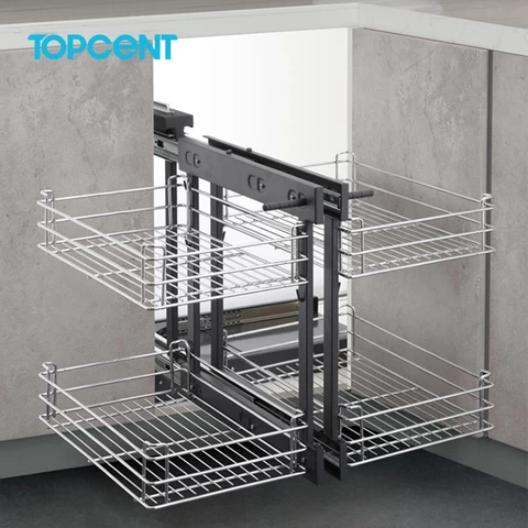 TOPCENT Kitchen magic corner cabinet slide out storage drawer basket