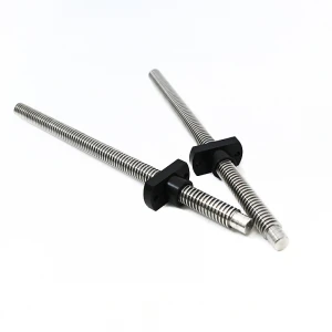 Tr10*2 Left Right Thread Ends Machined Trapezoidal Lead Screws 185mm length Customized POM Plastic Nut