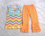 Traditional Chinese Clothing Patterns Vintage Chevron Top And Casual Ruffle Polka Dots Pant Wholesale Childrens Clothing