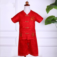 traditional Chinese clothing with kids tang suit boys summer  jacquard dragon kids clothing boys set