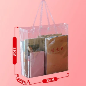 Transparent gift PVC shopping bag cosmetic bag button tote bag