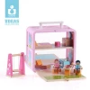 UDEAS Kids Wooden Toys Diy Mini Doll House Set Children Miniature Furniture Toy Pretend Role Play Gift