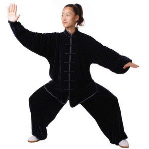 Unisex high quality black full cotton 7 handmade buttons Martial Arts Wear