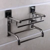 Vacuum sucker stainless steel Hotel Style Wall Bathroom Shelf Towel Rack