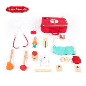 Veitch fairytales Children Educational Game Wooden Pretend Medical Role Play Doctor Kit Toy Set For kid