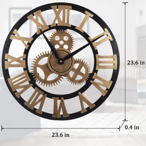 Vintage hanging clock classical Gear large wall clock  Retro Wood Clock Rustic Style for Living Room Hotel Restaurant