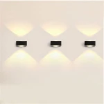 Waterproof 2W 6W LED wall lamp modern black body aluminum outdoor garden light lamp AC85-265V decoration light energy saving