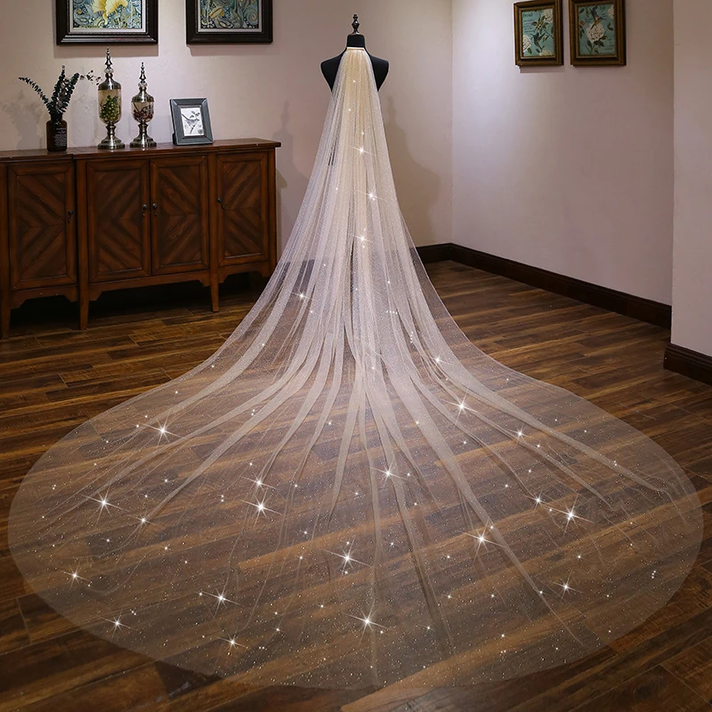 Wedding Bridal 3.5Meters Long Champagne Bridal Veil With Elegant Bride Engagement Voile Mariage Accessories