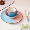 WEIYE 2021 nordic style round bowl plate spoon mug colorful porcelain customized color ceramic 4pcs dinnerware set