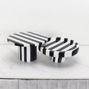 White and black Marble fruit tray server cake stand