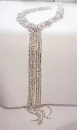 White diamond-encrusted dress neckline accessories wedding hand-stitched decorative items noble and elegant
