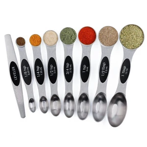 Wholesale 8pcs Stackable Tool Stainless Steel Magnetic Measuring Spoon Set with lever