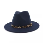 Wholesale Amazon Hot Sale Selling Leopard Belt Print Wool Floppy Hats Wide Brim Women Felt Fedora Hats Jazz Hat
