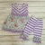 Import Wholesale baby clothes beautiful floral print dress purple strip shorts sets girls wholesale boutique clothing from China