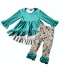 wholesale baby clothing fall long sleeve clothes green cute flower print baby clothing set