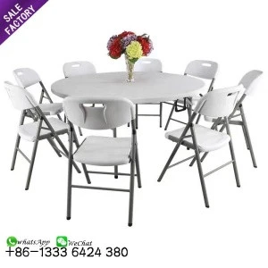 Wholesale cheap 10 seater round outdoor plastic folding dining chairs and tables in Guangdong