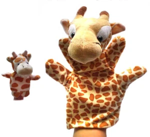 wholesale cheap hot sale  plush animal hand puppets Giraffe Plush Glove Hand Puppet AND Finger Puppet SET for Educational toys