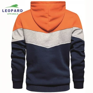 Wholesale custom regular fit color blocked men hoodies available in multiple colors with different color combinations