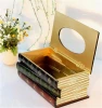 wholesale customized classical wooden book tissue box