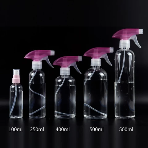 Wholesale Empty Clear Color 100ML 200ML 250ML 400ML 500ML Plastic Spray Bottles With Fine Mist Spray Dispenser