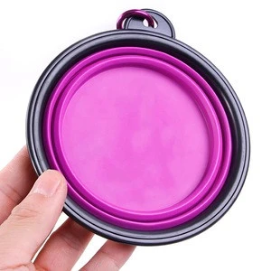 Wholesale  food grade water and food outdoor eco-friendly travel anti choke collapsible silicone pet bowl