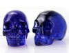 Wholesale glass craft,carved 2 inch blue skull glass for sale #DOI