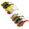 Wholesale high elestic flexible 14g 7.4cm jig head barbed hook 3D eyes freshwater artificial T-tail soft fishing lure bait