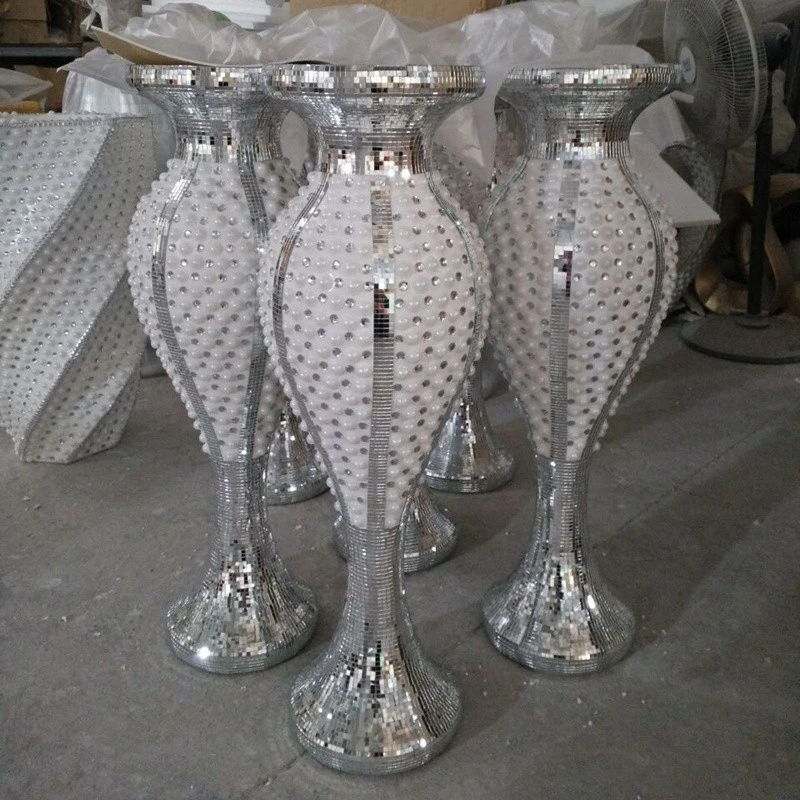 Wholesale Large Crystal Mosaic Vase Mirrored Glitter Sparkle Polystone planter wedding