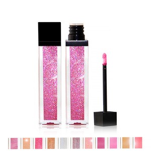 Wholesale Private Label 11 Colors Glitter Cosmetics Lipgloss Makeup Lip Gloss Tube No Labels With Gift Box