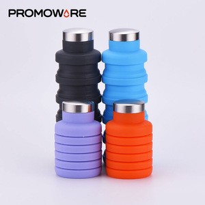 Wholesale Private Label BPA Free Expandable Collapsible Folding Water Bottle Travel Sports Drink Silicone Foldable Water Bottle