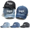 Wholesale Vintage Washed Distressed Cotton Baseball Cap Adjustable Polo Trucker Unisex Style Headwear Adjustable Denim Hat