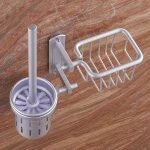 Wholesale wall hanging aluminum toilet brush holder set