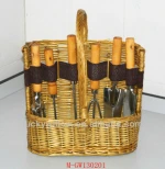 Wicker garden tool basket