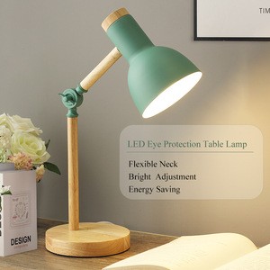 wooden base table lamp classic desk light eye protection book light for reading