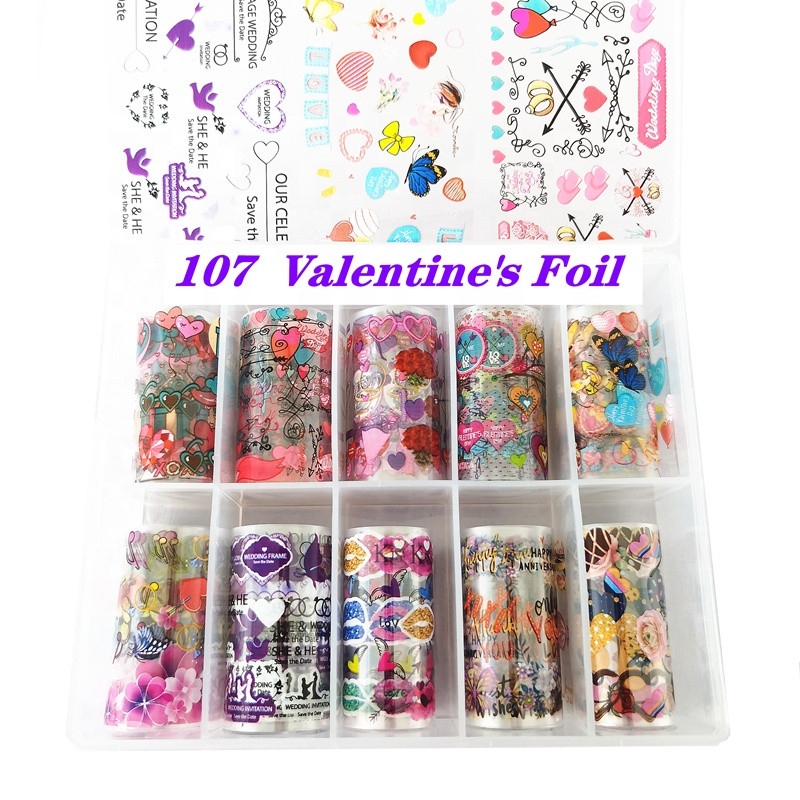 XK-107 Factory hotsale Valentine  Foil  nail art decoration nail art sticker Valentine nail foil