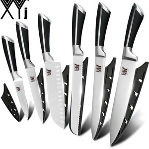 XYj Knife Yangjiang 6 Pieces 3Cr13 Stainless Steel Knife Set Japanese Kitchen Knife Set With Black Handle