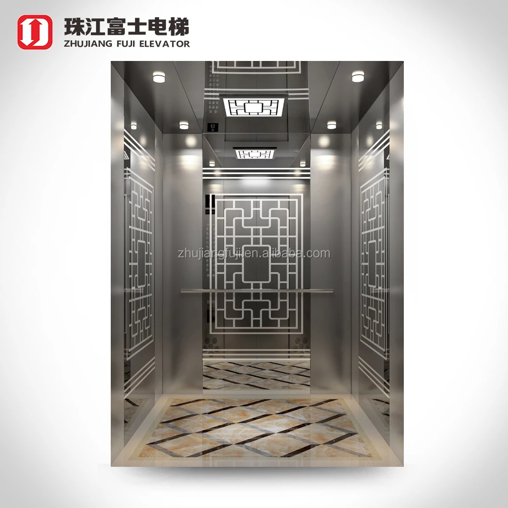 ZhuJiangFuji professional 8 people commercial lift safty passenger etching elevator cabin