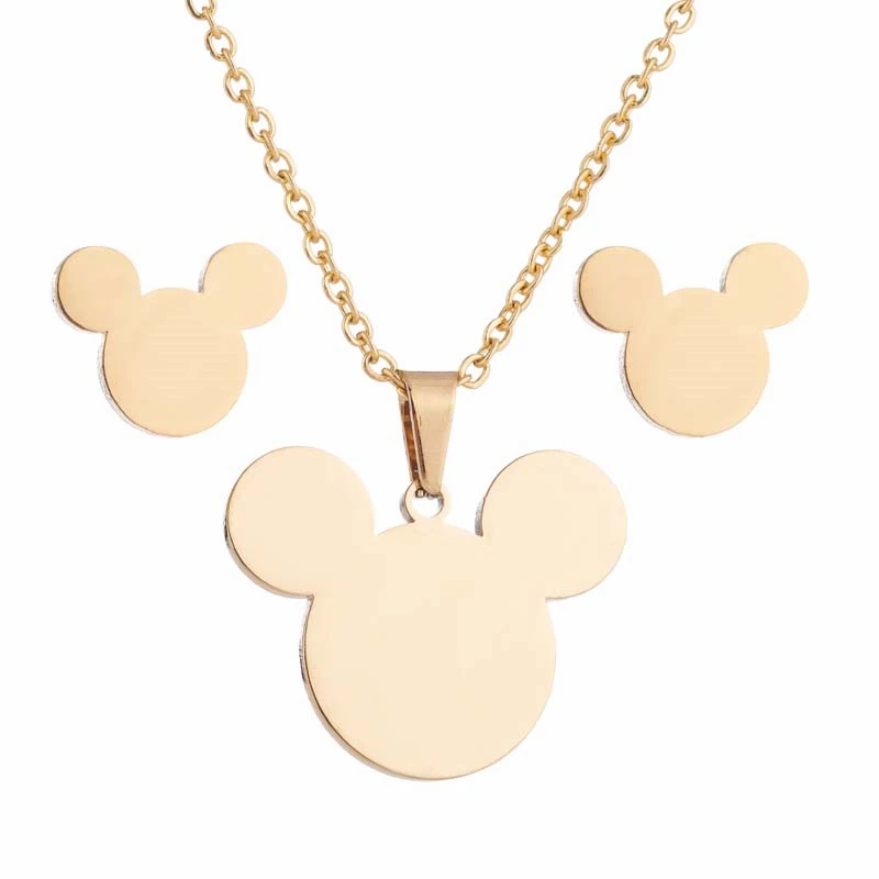 Zooyiny Cute Stainless Steel Mickey Castle Necklaces for Kids Jewelry