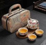 Dunhuang Cultural Travel Portable Tea Set, Ceramic Teapot Teacup Business Gift Souvenir Tea Kit