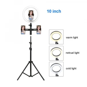 Video Shooting Makeup Phone Holder 10 inch Tiktok Photographic Led Selfie Ring Light With Tripod Stand For Live Stream