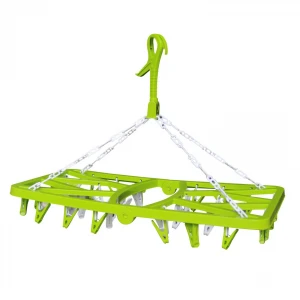 Rectangle Clothes Dryer with 30 Clips Folding Plastic Clothes Hanger
