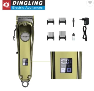 DINGLING  Lcd Display Golden Barbers Cutting Rechargeable Cordless  Professional Hair Clippers1983S