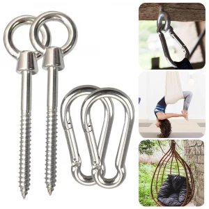 Hammock suspension set hanging chair accessories eye hook ring wood screw spring hook outdoor