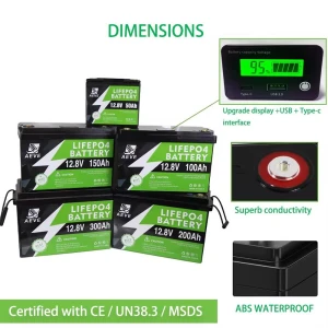 New 12V 100Ah 200Ah 300Ah LiFePo4 Battery Pack Lithium Iron Phosphate Batteries Built-in BMS For Solar Boat