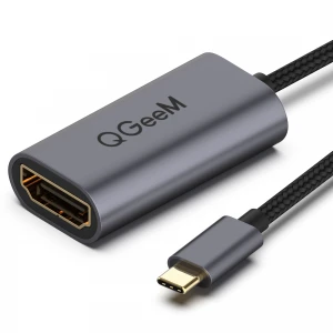 USB C to HDMI Adapter 4K@60Hz Cable,QGeeM USB Type-C to HDMI Thunderbolt 3 Compatible with MacBook Pro 2017/2018 Ipad Pro,Galaxy S10/S9,Surface Book 2,Dell XPS 13/15,Pixelbook HDMI to USB C Adapter