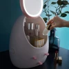 LED Mirror Makeup Organizer, Zinnor Makeup Mirror Organizer with Light LED Portable Adjustable Dressing Table Desktop Finishing Box Jewelry and Cosmetic Storage Display Case for Bathroom Dresser