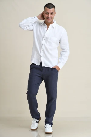 LINEN ROLL-UP SLEEVE SHIRT-SLIM FIT