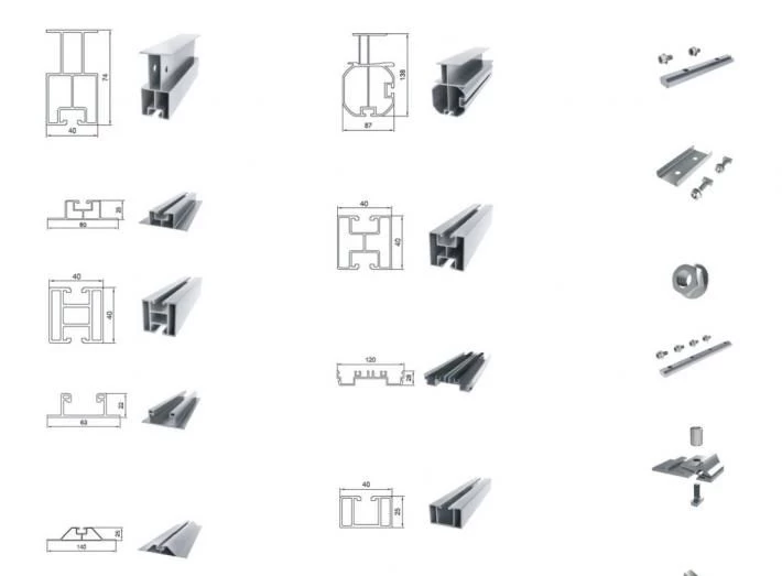 Buy Customized Racking Rail Track Aluminum Structure Profiles Solar