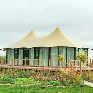 Large Glass Wall Glamping Tent for Resort Reception Hall